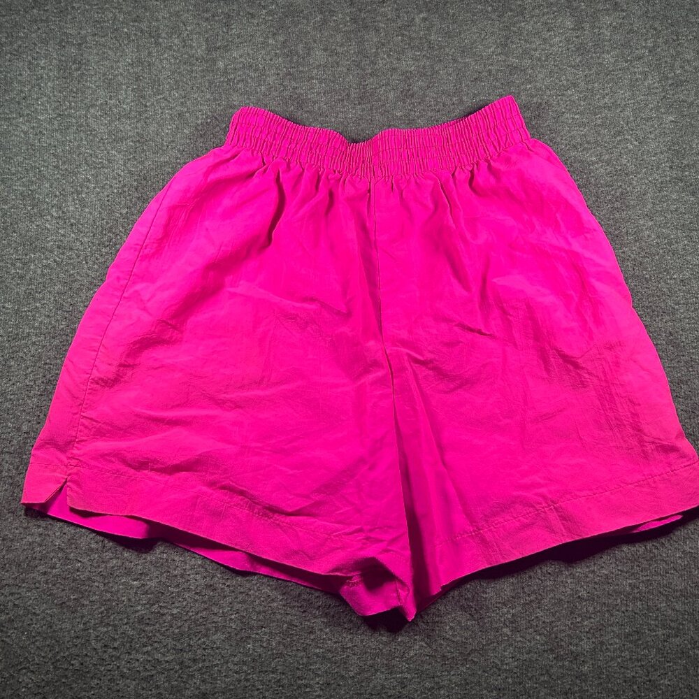 Vintage Original 1980s 1990s PACIFIC CONNECTIONS Basic Nylon Neon Pink Shorts M